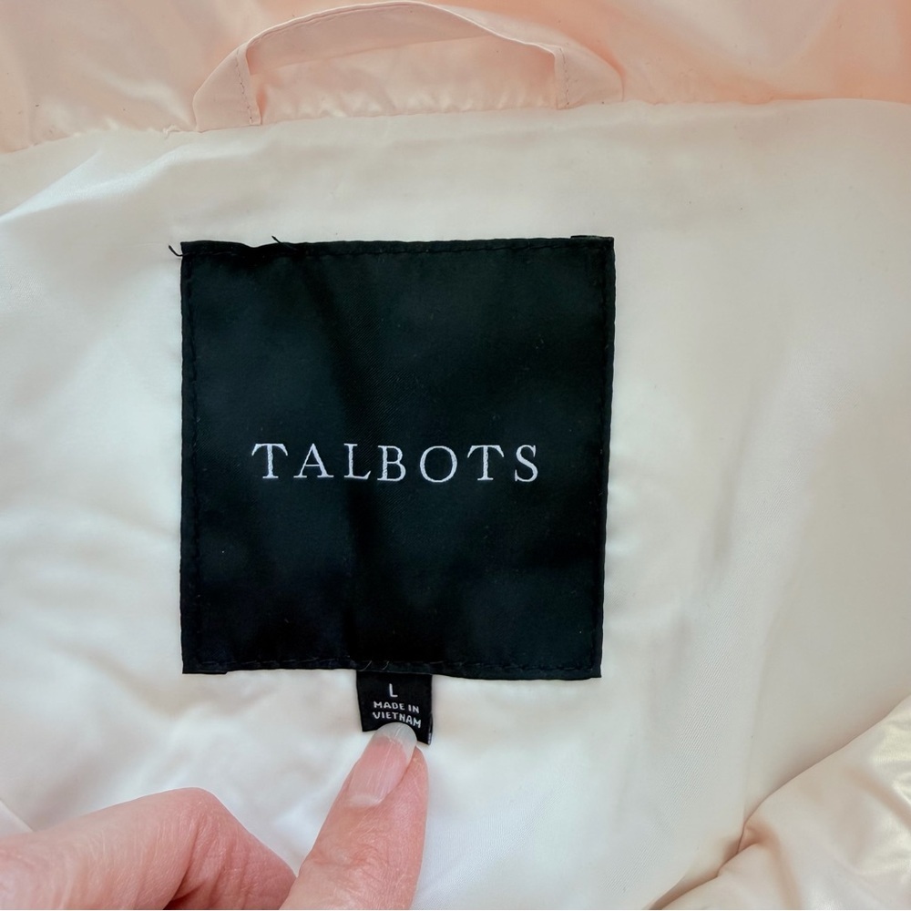 TALBOTS QUILTED DOWN PUFFER VEST PEARLIZED CLOUD Outdoor Size Large - Picture 8 of 11